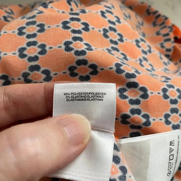 Jones New York Signature Petite Cap Sleeve Print Faux Wrap Dress Orange Sz MP - Picture 9 of 10